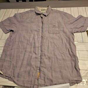 Tommy Bahama Shirt Mens Large Purple Linen Shorts Sleeve Button Down‎